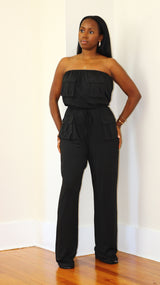 Cargo Pocket Jumpsuit- Black