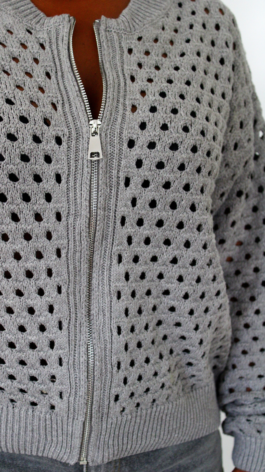 Crochet Sweater Cardigan Zip Up